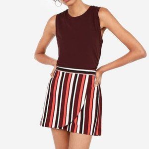 Express High Waisted Striped Wrap Front Skort Pink